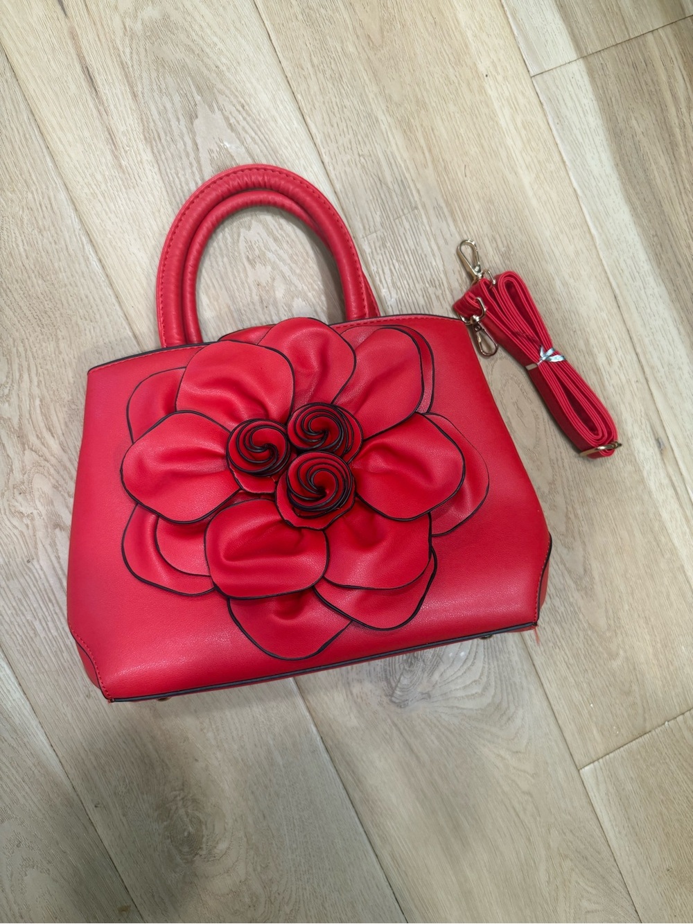 Red Floral Handbag